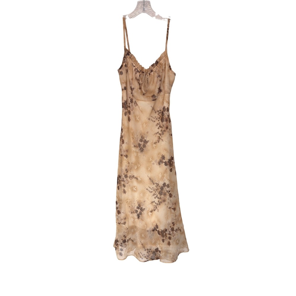Charlotte Russe Milkmaid Midi Dress Brown Floral Fairy Gremlin Sleeveless Medium